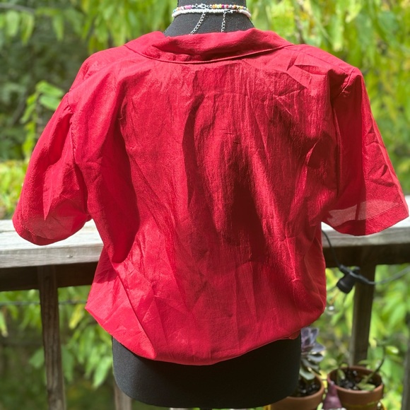 Jessica Michelle Vintage 80s Satin Red Blouse - Picture 2 of 6